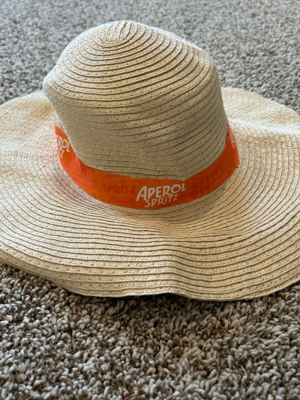 Aperol Spritz Branded Straw Sun Hat - Beige with Orange Band